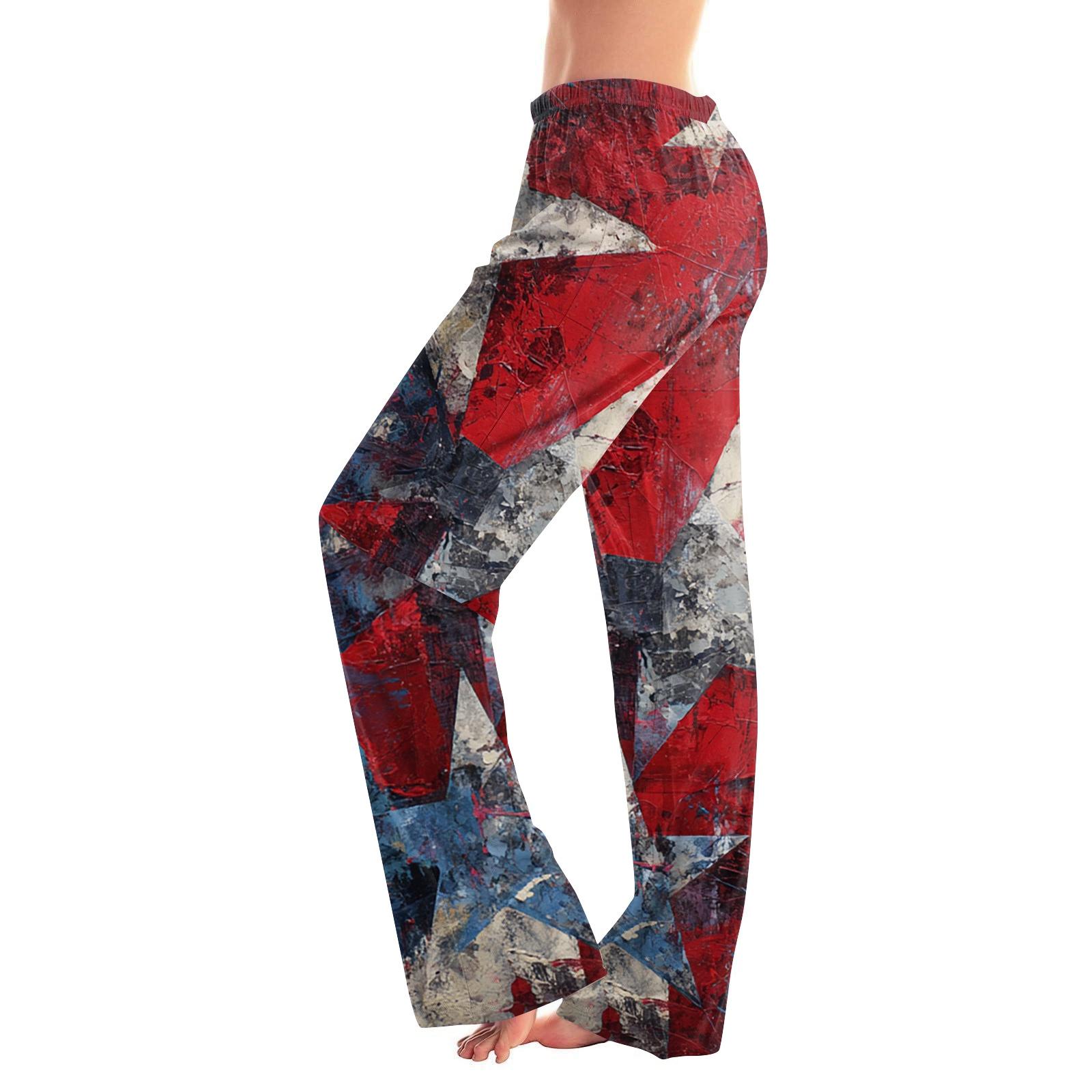 

Women s Casual Fashion Independence Day Printed Loose-fitting Home Pajama Pants XXXL Кіновар