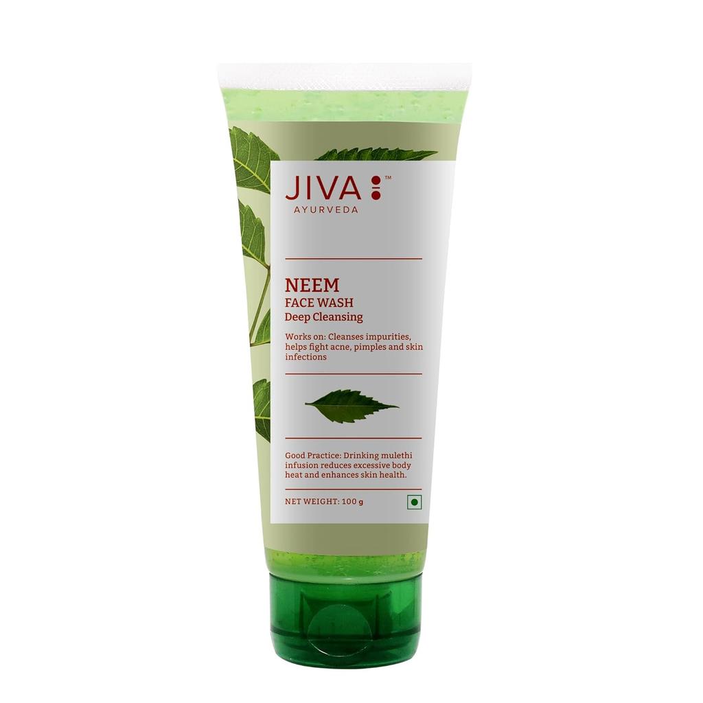 Jiva Neem Face Wash For Oily Skin Deep Cleansing Oil Control Paraben Free Daily Cleanser 100 Gm Pack Of 4