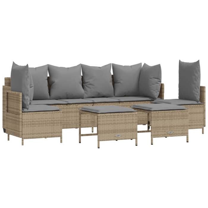 VidaXL Garden Furniture Set with Cushions 5 Pcs Beige Wicker, Outdoor Sofa Set, Garden Lounge Set, Set 3261548