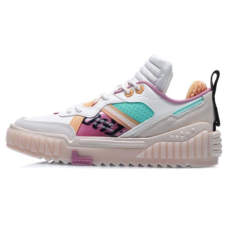 Li Ning 001 Unblock Slip Resistant, Abrasion Resistant, Lightweight Low Top Skateboard Shoes Women's White Purple AGCQ232-4