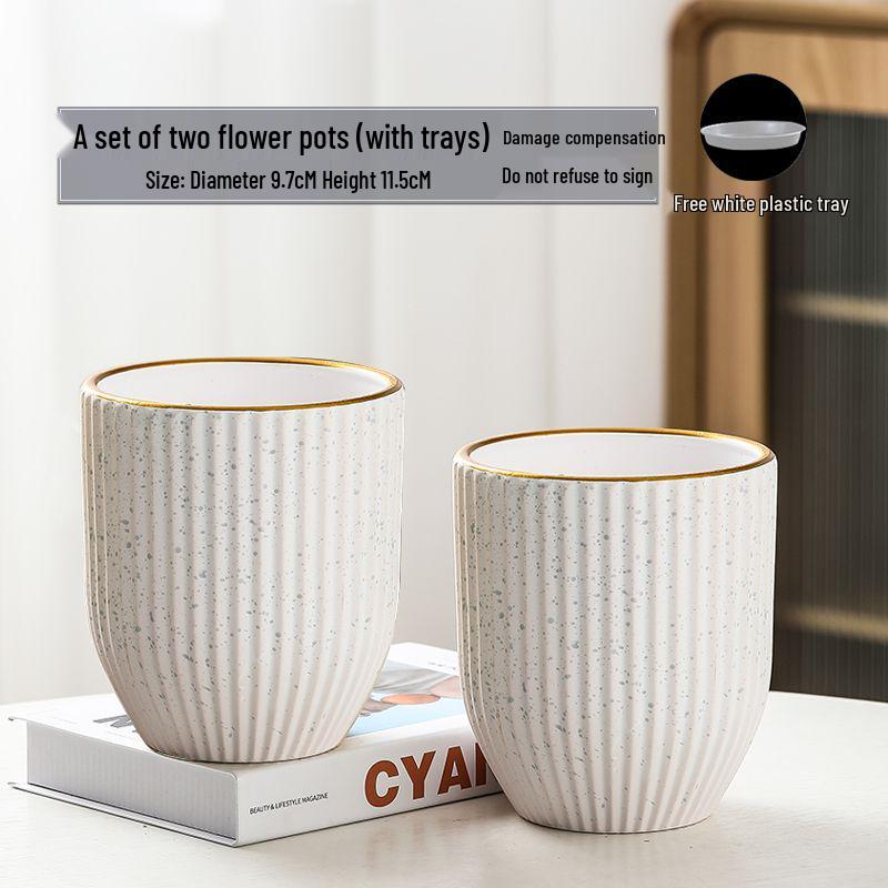 Nordic High-Leg Ceramic Orchid Pot: Durable, Artistic for Home or Balcony Use