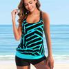 Women's Shoulder Strap Swimsuit, Purple Tie Dye Printed Bikini Short Tank Top Swimsuit