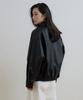 LINGSEOUL Out Pocket Leather Blouson-Black