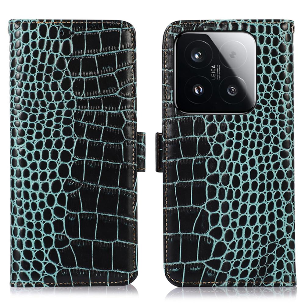 

For Xiaomi 15T Case RFID Blocking Wallet Crocodile Texture Genuine Cow Leather Phone Cover