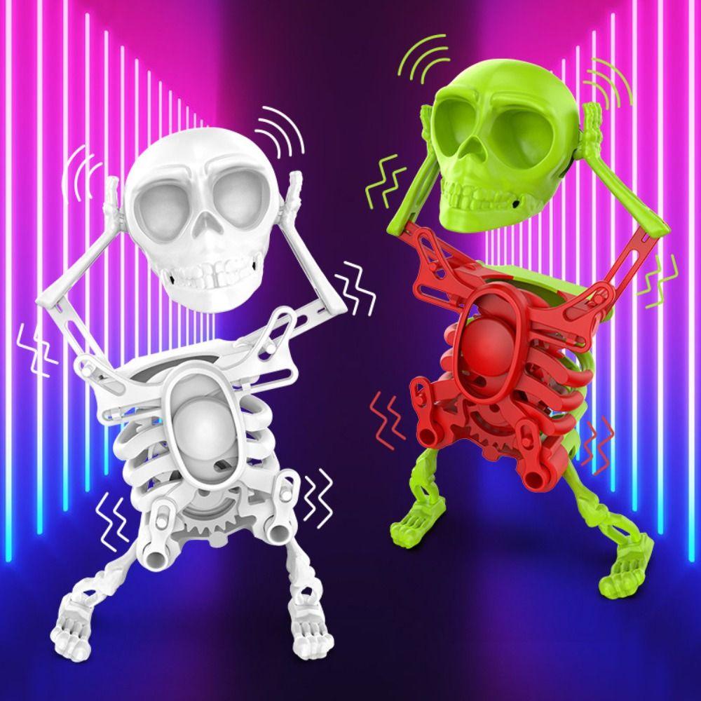 Plastic 3D Print Shaking Skull Doll Dancing Skull Spring Clockwork Toy  Kids Toddlers