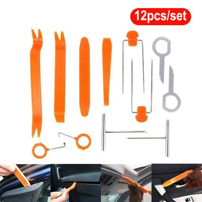 Juego de 12 herramientas de desmontaje de audio para coche, palanca de plástico para panel de puerta, herramientas de extracción de tablero de instrumentos, clip interior, palanca basculante