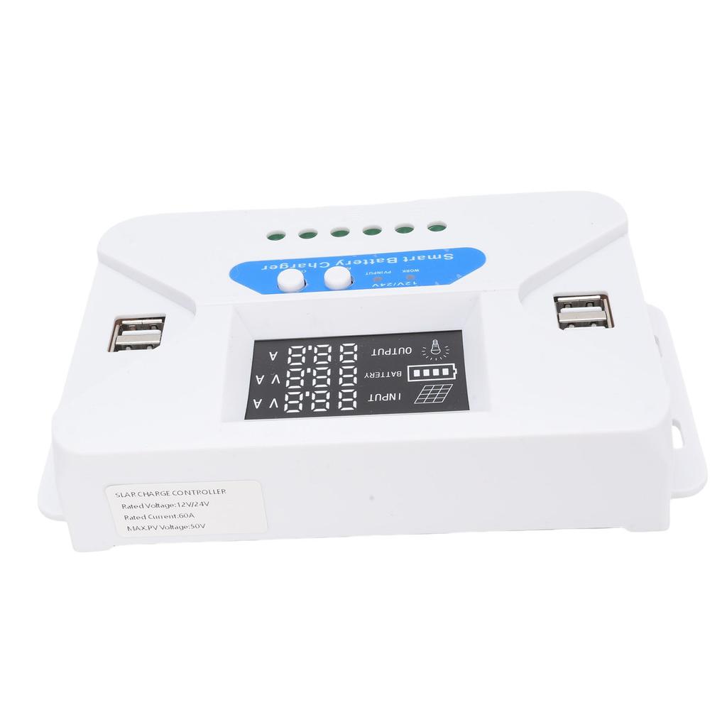 60A Solar Controller Self Adaptive Multi Safety Digital Display 4 USB Output Solar Panel Charge Regulator for Phos