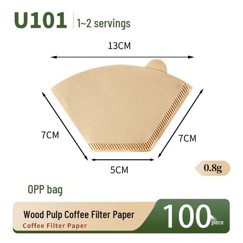 V60 Fan-shaped Raw Wood Pulp Coffee Filter, 100 Sheets, Hand Drip Disposable