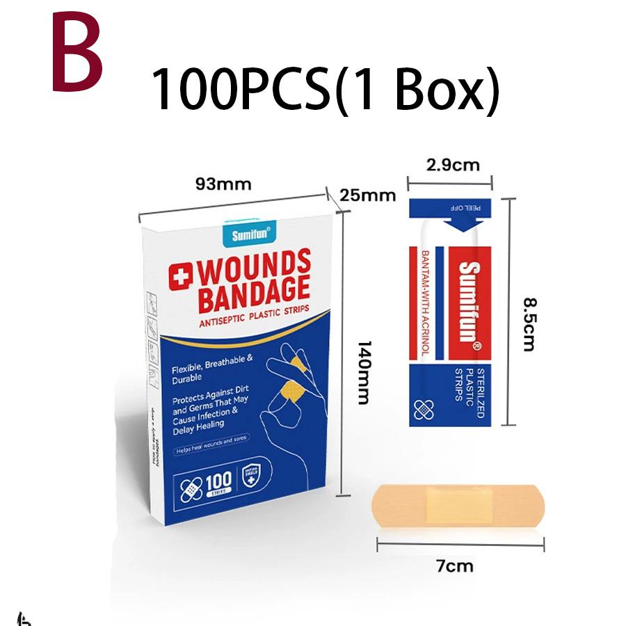 Sumifun 50/100 Pcs Wound Dressing Tape Flexible Breathable Strips Minor Cuts Burns Adhesive Pads Care Supplies Household First Aid