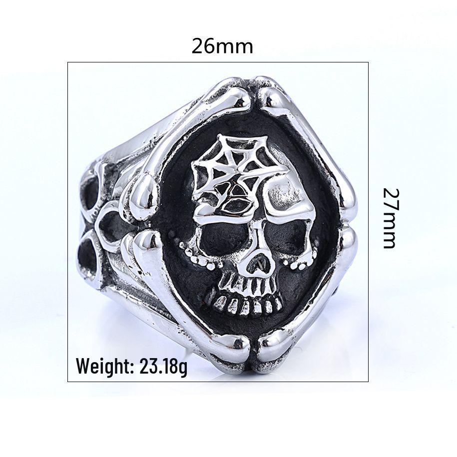3D Skull Reaper Stainless Steel Gothic Motorcycle Ring