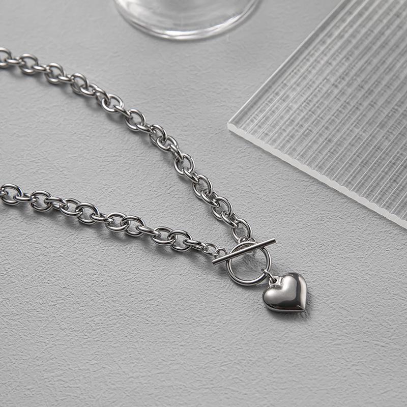 Unisex European & American Hip-Hop Titanium Steel Necklace with Letter Square, OT Buckle, Chain Design.