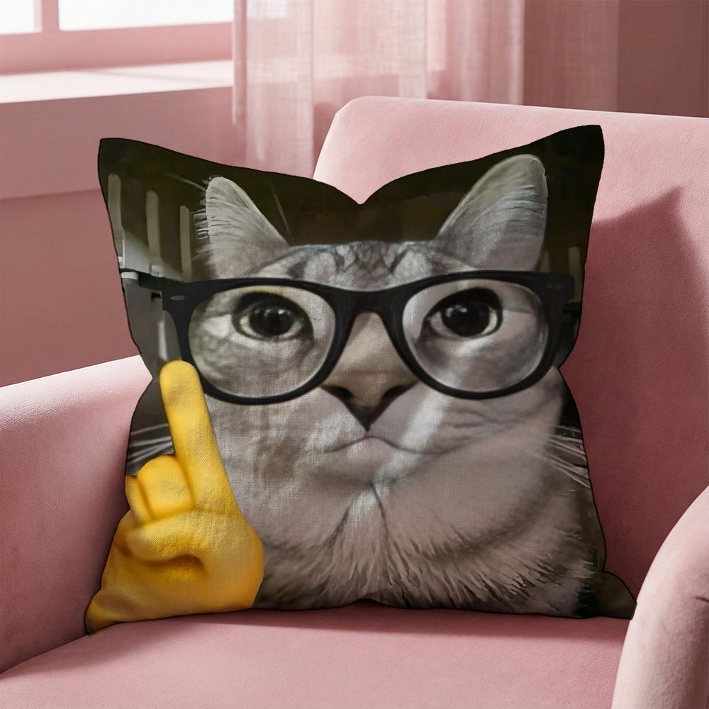 Pet Cat Funny memes Cushion Cover Multi-Scene Pillow Cover for Home & Car - Reversible, Soft & Durable for Daily Use