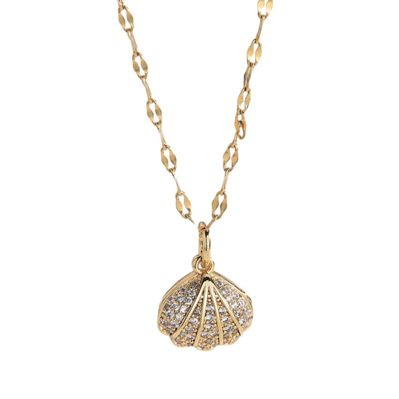 For Women Collar Beach Neck Jewelry Summer Fashion Crystal Zircon Shell Imitation Pearl Pendant Necklace