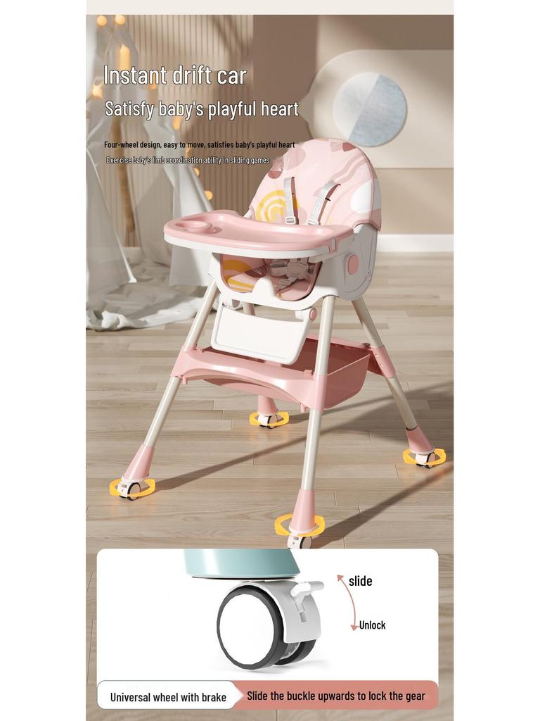 Regulowane Krzesełko dla Dziecka: Krzesełko do karmienia niemowląt i małych dzieci z tacką