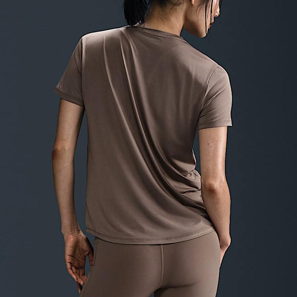 Nike Dri-Fit Casual Sportowa Moda Prosty T-shirt z Krótkim Rękawem Damskie Topy Brązowy FN2799233