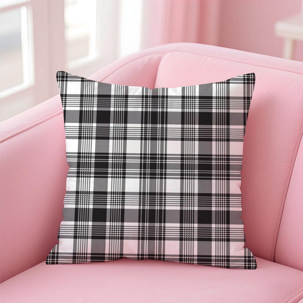 Checkered Pattern Cushion Cover Comfortable Reversible Pillow Cover Ideal for Car Sofa Bedroom  Beyond