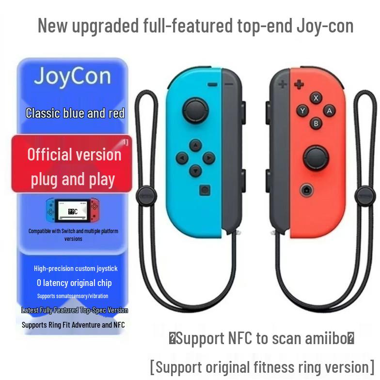 Wireless Bluetooth Joy-Con Controllers with Wake-Up Feature and Wrist Strap, Left and Right Separately for Switch