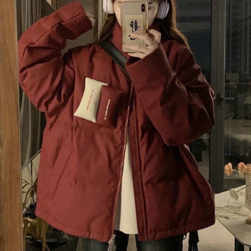 

Winter New Thick Collar Cotton-padded Jacket Female Couple Short Loose Cotton-padded Coat. XL