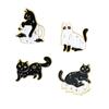 Fashionable Ghost Black Cat Lapel Pin For Men And Women Ideal For Halloween Decorations