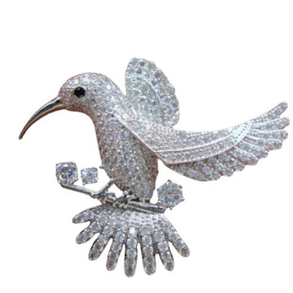 

Silver Color Flying Shinning Bird Brooches for Women Men Rhinestone Elegant Bird Party Office Jewelry