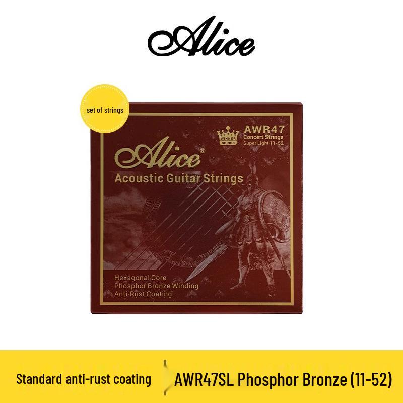 Alice AWR47 Phosphor Bronze Coated Folk Guitar Strings - Set of 6