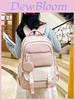 Youthful Candy Color Backpack With Fabric For School And Travel Use