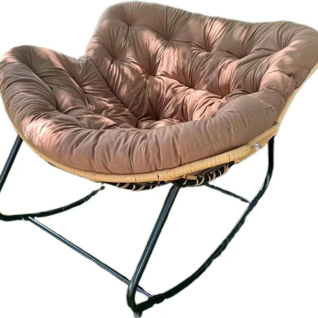 “Nordic Light Luxury Bird's Nest Rattan Rocking Chair for Living Room or Balcony – Extra Large for Adults”