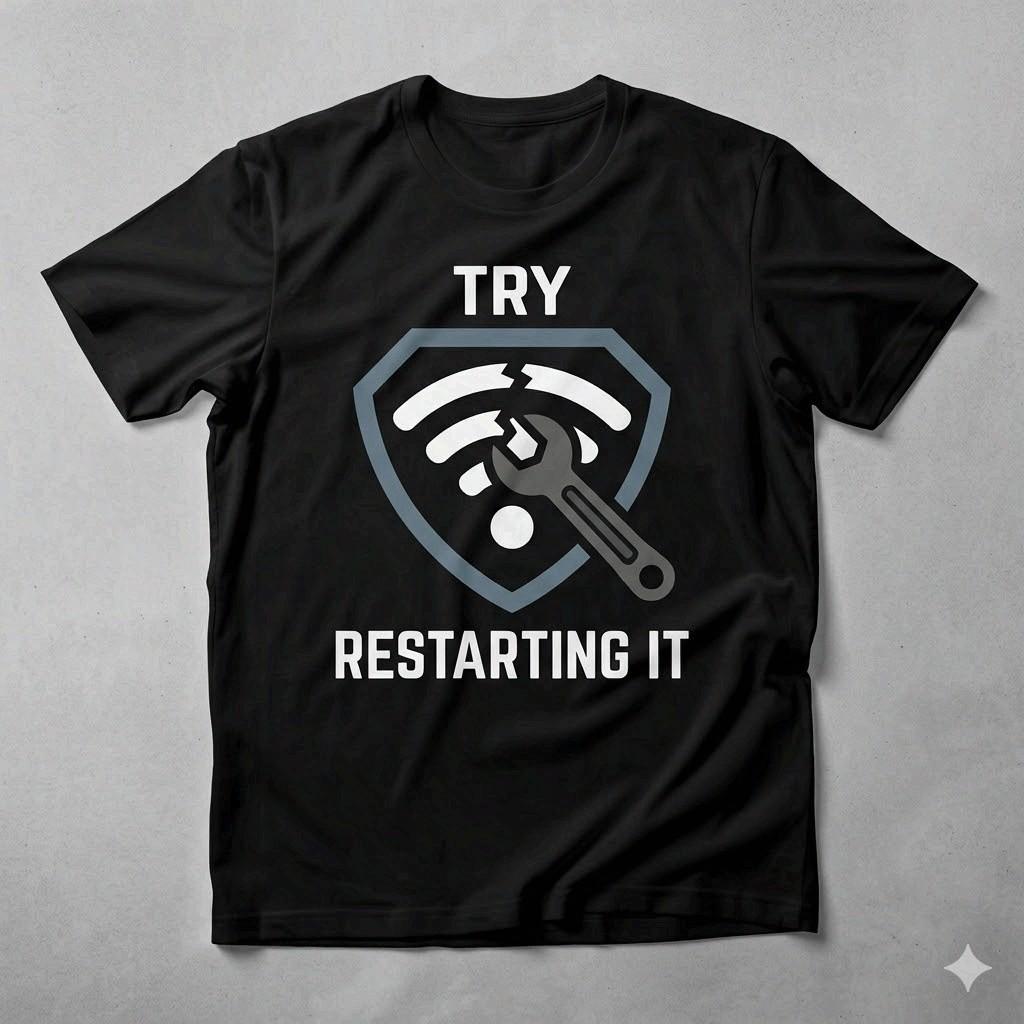 Try Restarting It Super Dad Funny Tech Support Dad T-Shirt M