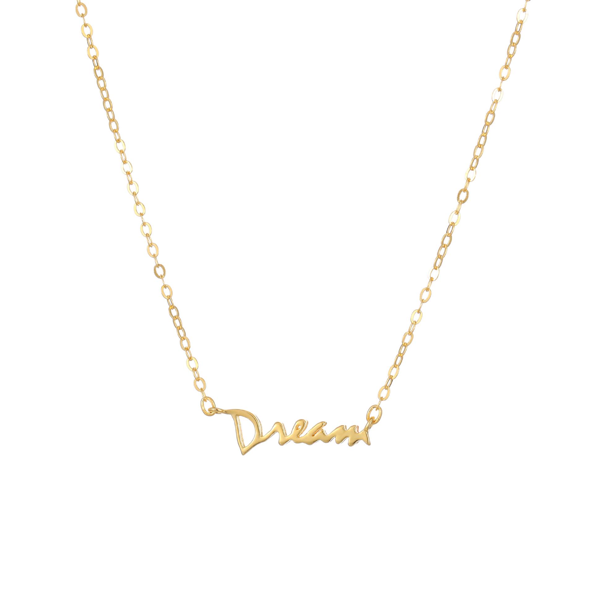 S925 Sterling Silver 18K Gold English Necklace - Women s Elegant Dream Clavicle Chain 925 Sterling Silver