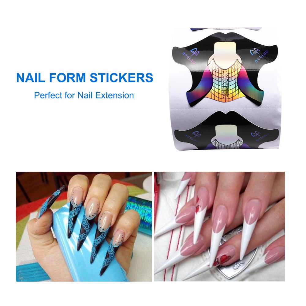 100pcs / 300pcs Nails Form Thick Nail Art Tips Guide Sticker Adhesive Nail Form Extension Nail Tool