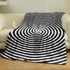 Concentric black-and-white spirals radiating from the center. for all seasons blanket lunch break throw gift