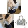 Denim Shoulder Bag For Women With Sparkling Stones And Zip Closure For Casual Daily Use