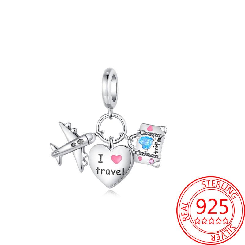 Miedziany Wieża Eiffla Samolot Podróżny Zawieszka Koraliki Pasują do Bransoletki Charm Oryginalnej Dla Kobiet Tworzenie Biżuterii