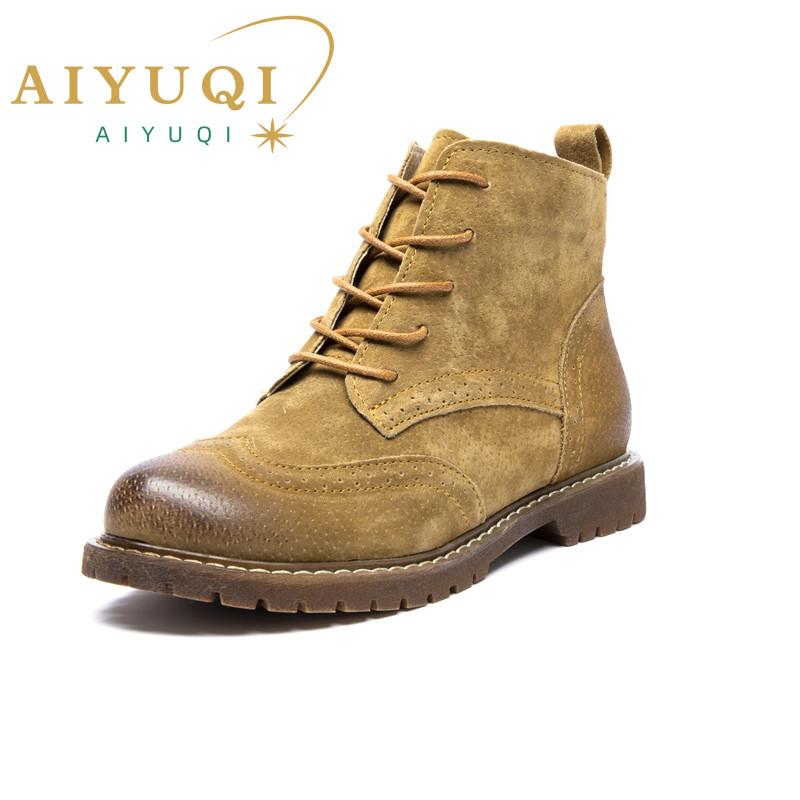 Fashion Women Booties Fur 2025 Autumn Genuine Leather Female Short Boots Suede British Lace Retro Trend Women Ankle Boots