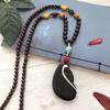 Retro Literary and Artistic Ebony Long Necklace, Men's and Women's Clothes Accessories Pendant, Versatile Sweater Chain Pendant