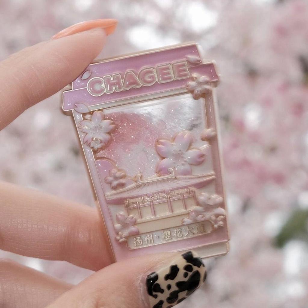 HAY TEA Cherry Blossom Quicksand Magnetic Refrigerator Magnet - Collectible Souvenir.