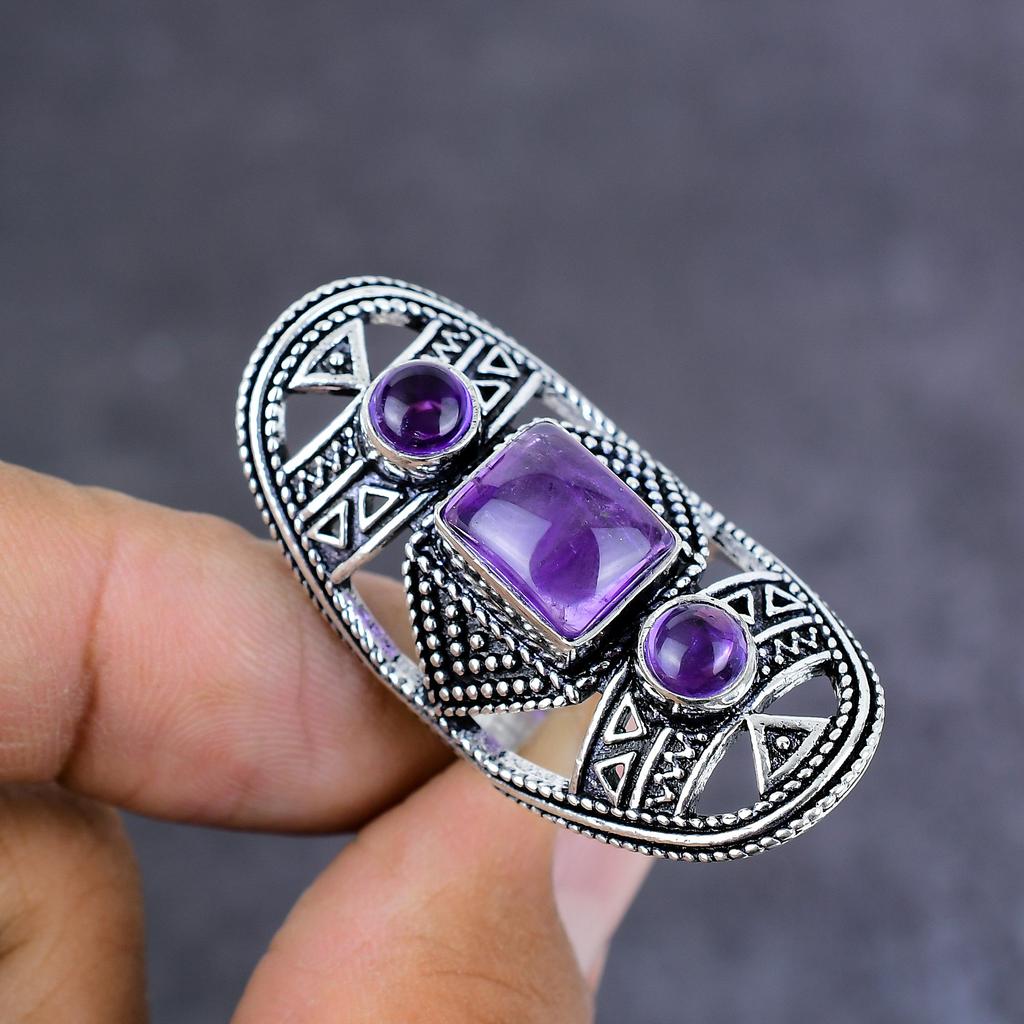 Amethyst Handmade 925 Sterling Silver Jewelry Ring Size 6 Gift For Her j6A39
