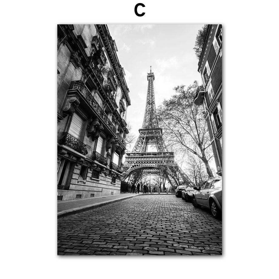 Paris Tower Fashion Girl Star Dog Black White Photos Posters Wall Art Canvas Prints Painting Picture for Living Room Home Decor