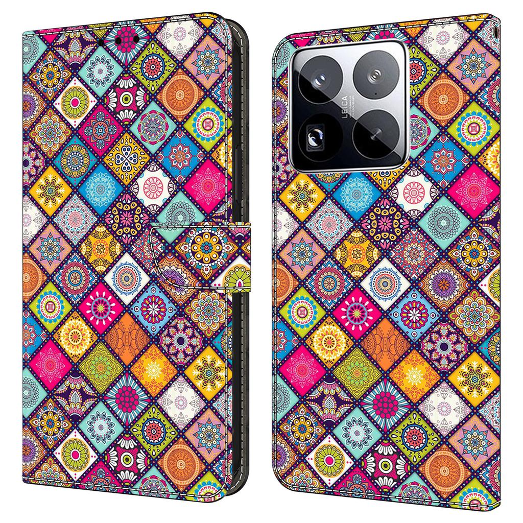 For Xiaomi 15 Pro Case with Card Slot Pattern Printed TPU+PU Leather Flip Phone Cover