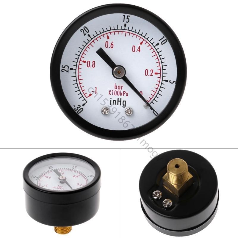 50mm Dial Size Vacuum Manometer 1/4" BSPT Thread 0~-30inHg 0~-1bar Dual Scale R7UB