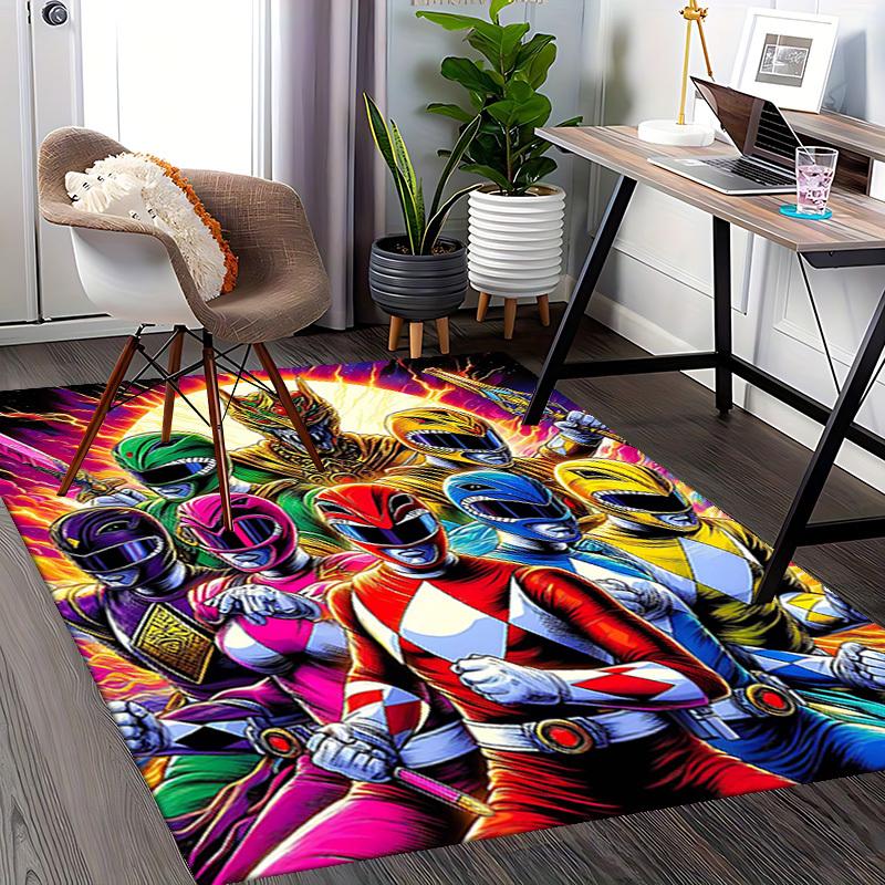1 Stück Power Rangers Anime Cartoon Design Bürostuhlmatte Rutschfeste Teppichmatte für Heimdekoration, Wohnzimmer, Schlafzimmer, Spielzimmer - Perfektes Geschenk für Fans.T080