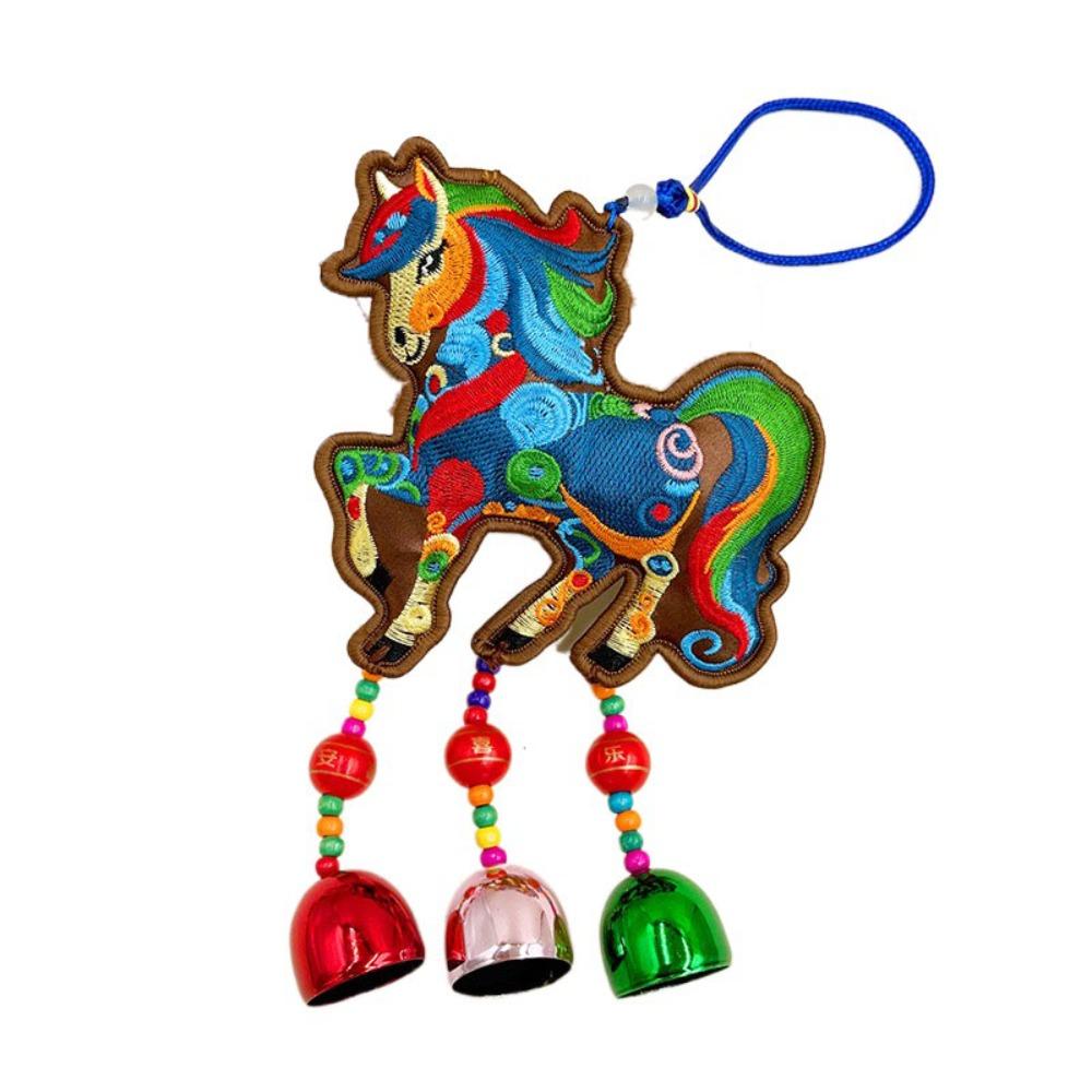 Embroidered Spring Festival Bell Pendant Horse Wind Chimes Decoration Festive Accessory
