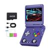 Anbernic RG34XXSP Flip Portable Game Foldable Retro Game Console with Linux Japanese Language Dual 3300mAh 64GB Purple Console, System, 3.4-inch