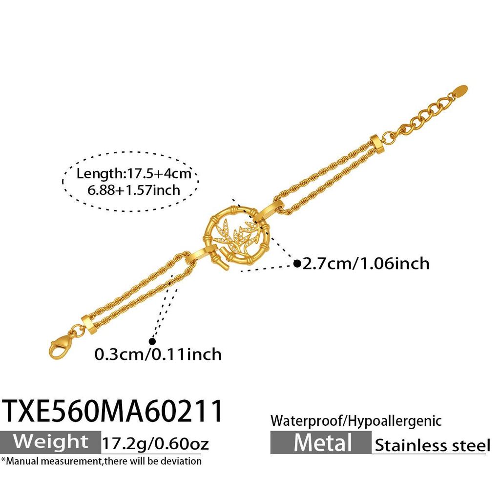 Elegant Bamboo & Diamond Pendant Necklace Bracelet with Freshwater Pearls On a Luxurious Braided Chain