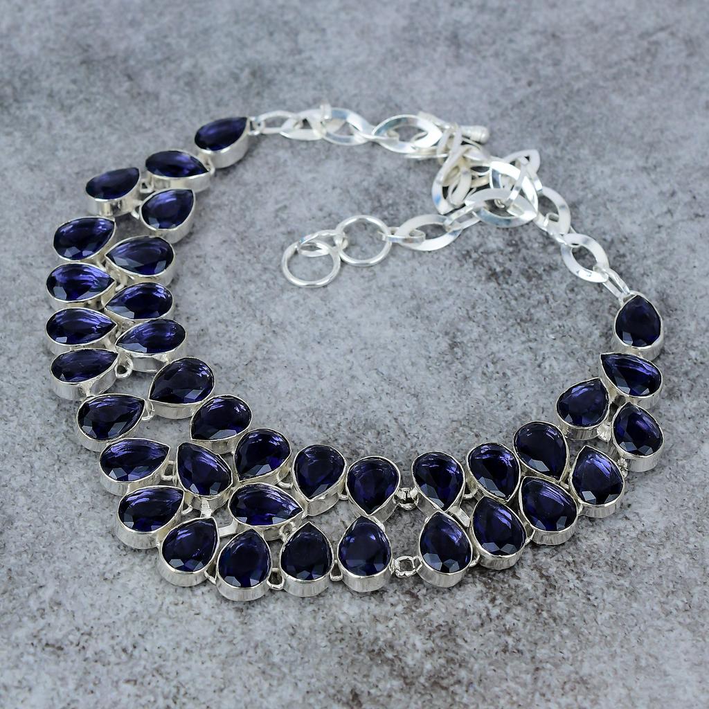 Amethyst Gemstone Handmade 925 Sterling Silver Jewelry Necklace 18" M-324