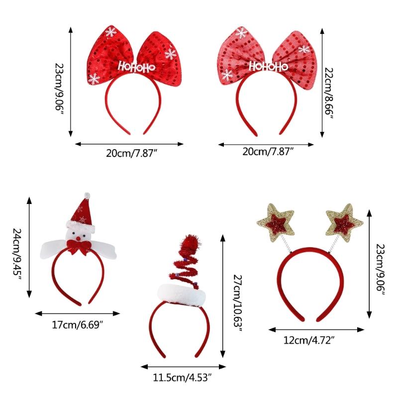 Spiral Christmas Tree Shape Hair Hoop Cute Bowknot Star HOHOHO Hair Holder Christmas Party Headwear for Teenagers