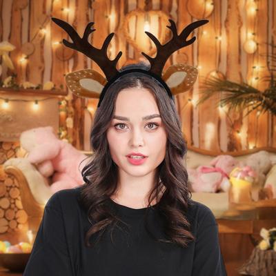 Deer Antlers Headband Women Reindeer Horns And Ears Hair Accessory for Christmas Halloween Cosplay Party Supplies