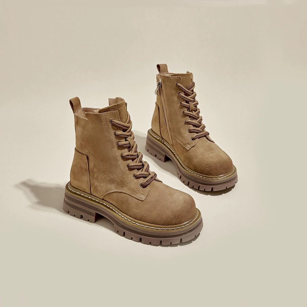 Leather Martin boots women's 2024 summer new retro tooling western cowboy boots thick-soled inner height-increasing short boots