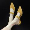 Yellow Mules Sandals for Women Block Heel Pointed Toe Woman Shoes on Sale High Quality Summer Anti Slip Hot Casual Designer Pvc