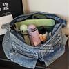 Vintage multi-pocket denim tote bag women's shoulder bag